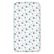 Cearceaf din bumbac cu elastic roata pentru patut 120x60 cm Kidizi All mint stars