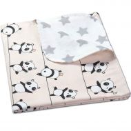 Paturica dubla din bumbac si flanel 100x75 cm Kidizi Dancing Panda 100% bumbac