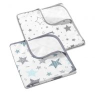 Set 2 aleze impermeabile refolosibile din bumbac 78x60 cm Kidizi All Mint Stars