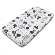 Cearceaf din bumbac cu elastic roata pentru patut 120x60 cm Kidizi Happy Kitten
