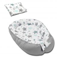 Cosulet bebelus pentru dormit Kidizi Baby Nest + pernuta plagiocefalie Kidizi All Mint Stars