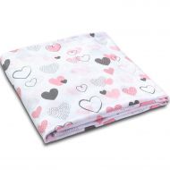Muselina multifunctionala XXL 120x120 cm Kidizi Pink Hearts, 100% bumbac