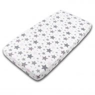 Cearceaf din bumbac cu elastic roata pentru patut 120x60 cm Kidizi Pink All Stars