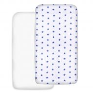 Set 2 cearceafuri din bumbac cu elastic  roata pentru patut 140x70 cm Kidizi Dark Blue White