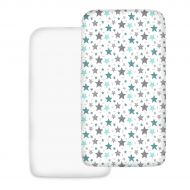 Set 2 cearceafuri din bumbac cu elastic  roata pentru patut 140x70 cm Kidizi Galaxy All Mint