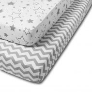 Set 2 cearceafuri din bumbac cu elastic  roata pentru patut 120x60 cm Kidizi Galaxy Zig Zag