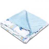 Paturica dubla pufoasa cu doua fete 100x78 cm Kidizi Fluffy Busy City