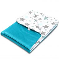 Paturica moale cu doua fete 100x78 cm Kidizi Velvet All Mint Stars