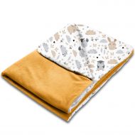 Paturica moale cu doua fete 100x78 cm Kidizi Velvet Forest Friends