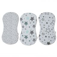 Set 3 protectii antiregurgitare duble din muselina si flanel Kidizi All Mint Stars