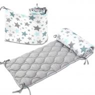 Set 2 aparatori matlasate patut 140x70 cm Kidizi All Mint Stars Deluxe, inaltime 35 cm