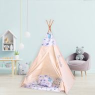 Cort copii stil indian Teepee Tent Kidizi Busy City, include covoras gros si 2 perne