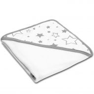 Prosop bebe din bumbac cu gluga 90x90 cm Kidizi Galaxy Grey, potrivit de la nastere si pana la 2