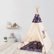 Cort copii stil indian Teepee Tent Kidizi Felix the Fox, include covoras gros si 2 perne