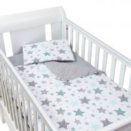 Set perna bebelus si plapumioara matlasata 100x75 cm Kidizi All Mint Stars