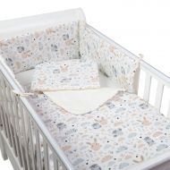 Set lenjerie matlasata 4 piese Kidizi Forest Friends, include perna, plapumioara, aparatoare si cearceaf