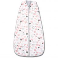 Sac dormit copii de vara din muselina Kidizi Pink Hearts 90 cm