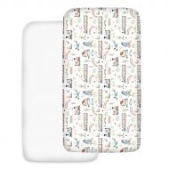 Set 2 cearceafuri din bumbac cu elastic  roata pentru patut 120x60 cm Kidizi  Choo Choo White