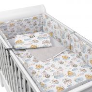 Set lenjerie 5 piese din flanel Kidizi Wonderland, perna bebelus, plapumioara, aparatori si cearceaf