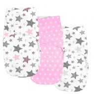 Set 3 sistem de infasat duble cu interior din flanel 0-3 luni Kidizi All Pink Stars