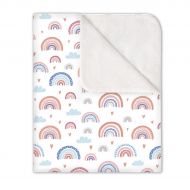 Paturica groasa din flanel cu doua fete 100x78 cm Kidizi Rainbow, bumbac fata-verso