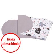 Husa bumbac detasabila pentru Perna gravide 3 in 1 Kidizi Lena, Happy Kitten
