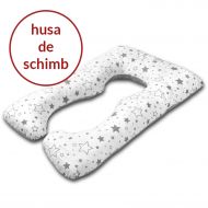 Husa bumbac detasabila pentru Perna multifunctionala gravide Kidizi Inga XXL Galaxy Grey