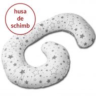 Husa bumbac detasabila pentru Perna gravide Kidizi Elisa Galaxy Grey