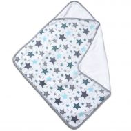 Prosop bebe 90x90 cm cu doua fete muselina si frotir Kidizi All Mint Stars