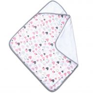 Prosop bebe 80x80 cm cu doua fete muselina si frotir Kidizi Pink Hearts