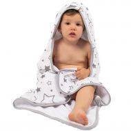 Prosop bebe 80x80 cm cu doua fete muselina si frotir Kidizi Galaxy Grey
