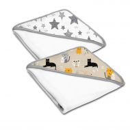 Set doua prosoape din bumbac cu gluga 90x90 cm Kidizi Kitten Love Stars 
