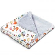 Paturica dubla pufoasa cu doua fete 100x78 cm Kidizi Fluffy Baloon Friends