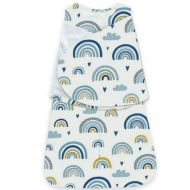Sac de dormit bebelusi cu sistem de infasare Kidizi Blue Rainbow, 70 cm