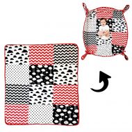 Patura joaca bebelusi 120x110 cm Kidizi Tummy Time Mat Uplift Black-Red-White