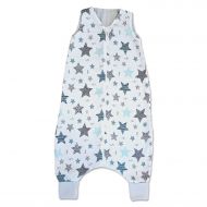 Sac de dormit cu picioare de vara din muselina 2-4 ani Kidizi All Mint Stars, 100% bumbac, 0.5 tog