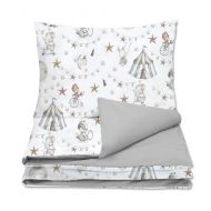 Set huse lenjerie pat bebelusi din bumbac Kidizi Circus, contine husa plapuma 120x90 si husa perna 60x40