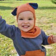 Cagula copii reglabila cu urechiuse din bumbac certificat, Kidizi Puppy orange 1.5-5 ani