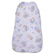 Sac de dormit bebelusi cu interior din flanel si sistem de infasare Kidizi Koala Dreams Blue, 70 cm, 0.5 tog
