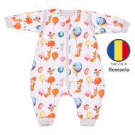 Sac de dormit copii din bumbac cu picioare si maneci detasabile 6-18 luni Kidizi Baloon Friends, 1 tog
