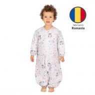 Sac de dormit copii din bumbac cu picioare si maneci detasabile 18-36 luni Kidizi Forest Friends, 1 tog, pentru toamna-iarna, bumbac 100%