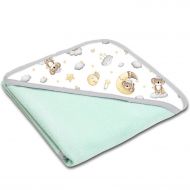 Prosop bebe din bumbac cu gluga 90x90 cm Kidizi Koala Dreams mint, potrivit de la nastere pana la 2 ani