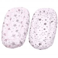 Set 2 Huse tip cearceaf cu elastic roata pentru baby nest Kidizi Galaxy Grey Pink, include zona centrala impermeabila