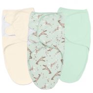 Set 3 sisteme de infasat reglabil din bumbac 0-3 luni Kidizi Giraffe, 100% bumbac, 0.5 TOG