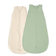 Set 2 saci de dormit de vara pentru copii din muselina dubla 18-36 luni Kidizi mint-ivory, bumbac 100%, 0.3 tog