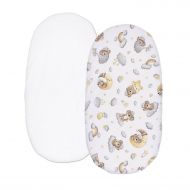 Set 2 cearceafuri din bumbac cu elastic roata pentru landou sau cosulet de rachita Kidizi Koala Dreams