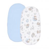 Set 2 cearceafuri din bumbac cu elastic roata pentru landou sau cosulet de rachita Kidizi Koala Dreams Blue