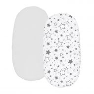 Set 2 cearceafuri din bumbac cu elastic roata pentru landou sau cosulet de rachita Kidizi Galaxy Grey