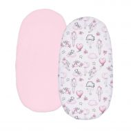 Set 2 cearceafuri din bumbac cu elastic roata pentru landou sau cosulet de rachita Kidizi Fairy Clouds