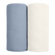 Set 2 paturi pentru bebelusi de vara din muselina dubla 100x100 cm Kidizi Blue, bumbac 100%